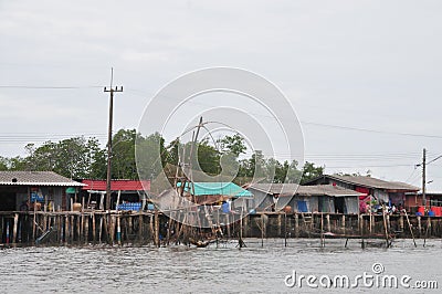 Bang Chan, in Chantaburiâ€™s kh Lung District, is a fishing village built on the water Editorial Stock Photo